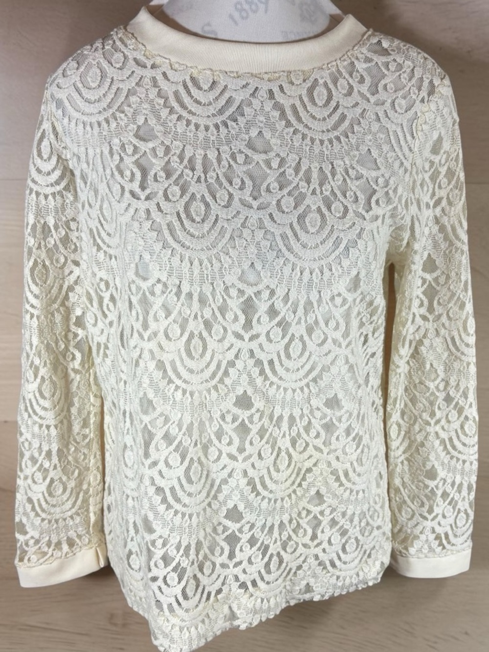 Banana Republic Ivory Crochet Lace Long Sleeve Top - Picture 6 of 13